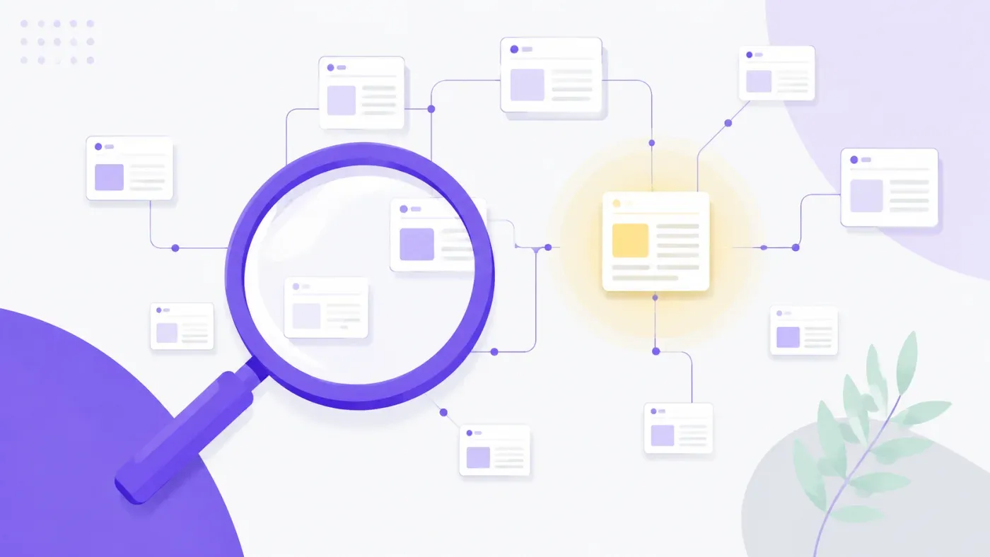 Faisceau de recherche convergeant vers une source, sélection des sites cités par Google AI Overviews
