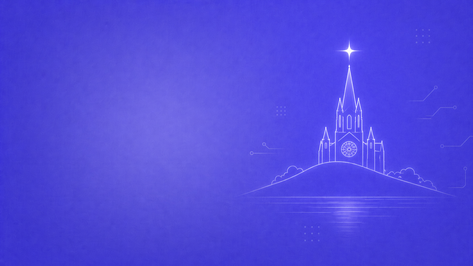 NovaUp — Agence SEO Lausanne : silhouette stylisée de la cathédrale Notre-Dame de Lausanne sur une colline avec reflet du Léman et étoile lumineuse, sur fond violet brand