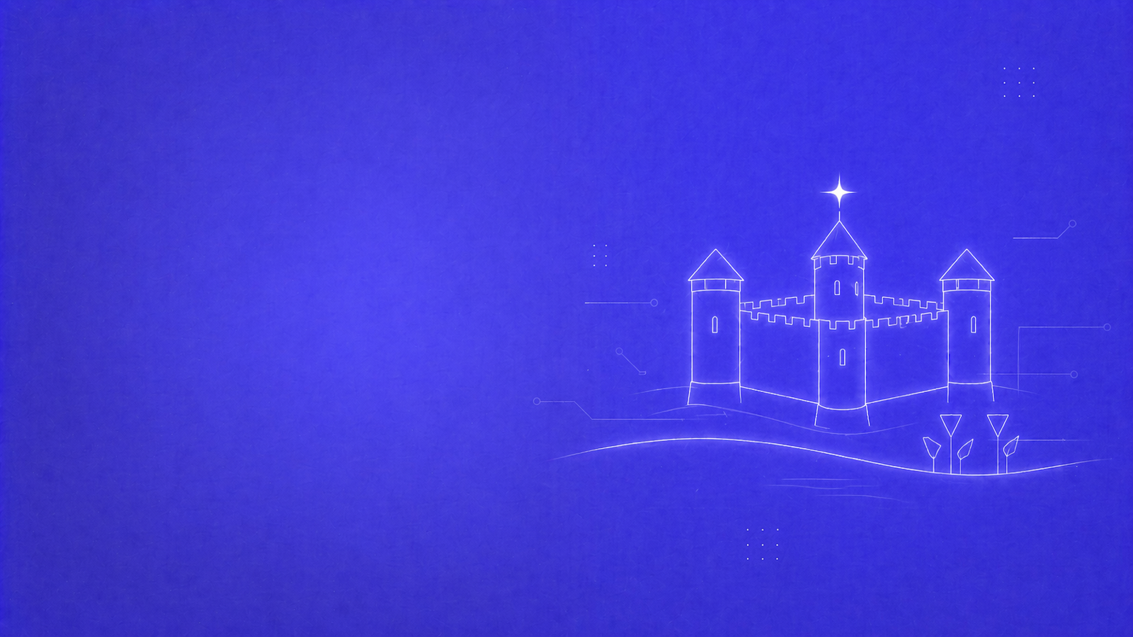 NovaUp — Agence SEO Morges : Château de Morges avec 4 tours d'angle sur le bord du Léman avec tulipes discrètes et étoile lumineuse, sur fond violet brand